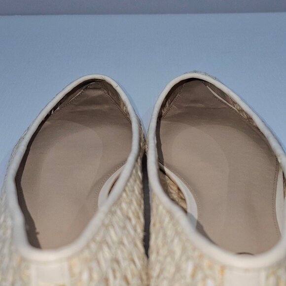 NEW Sam Edelman Wanda Flat Womens 9 Ivory Woven Raffia Pointed Toe Slip On - Picture 12 of 15
